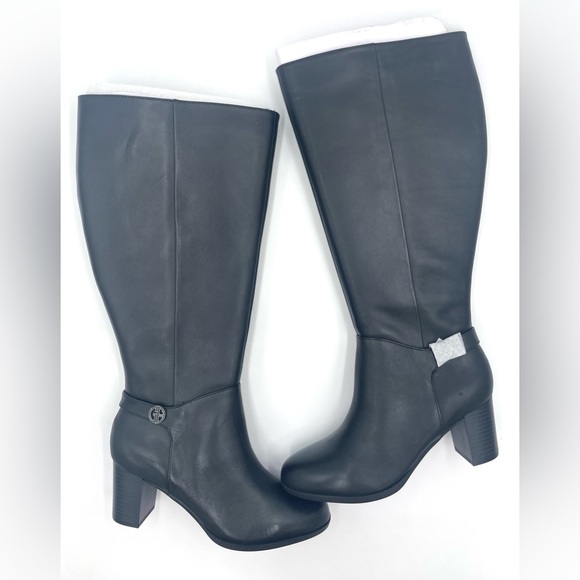 Giani Bernini Adonnys Leather Zipper Memory-Foam Wide-Calf  Black Riding Boots - Picture 13 of 15